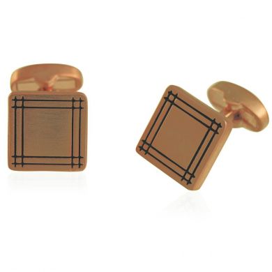 Framed Rose Gold Brushed Square Cufflinks